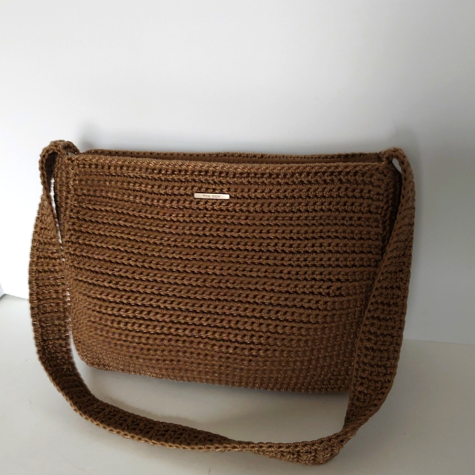 The Sak Dark Tan Solid Woven Purse Shoulder Bag